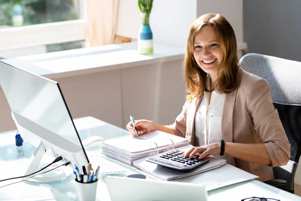 Professional Accountant Woman In Office Doing Accounting